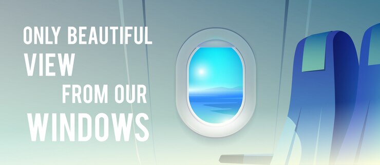 Vista desde el avión Aerolínea de pasajeros. Destinos de vacaciones.