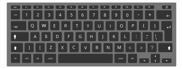 Vector vista de botones de escritura de plantilla negra de teclado de computadora