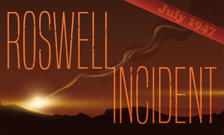Vector vista de caída de objetos para conmemorar el incidente de roswell en julio de 1947