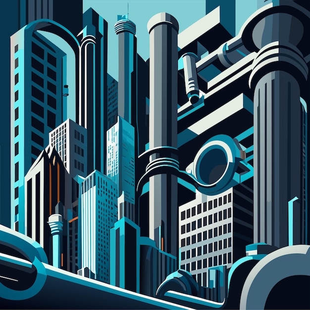 Vector vista de la ciudad futurista arte vectorial