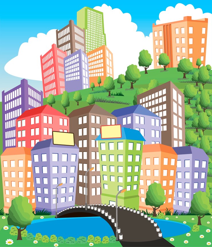Vector vista de la ciudad