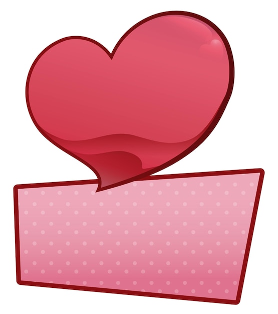 Vector vista de un corazón rojo brillante en una plantilla de etiqueta de forma cuadrada con un patrón de puntos en su interior