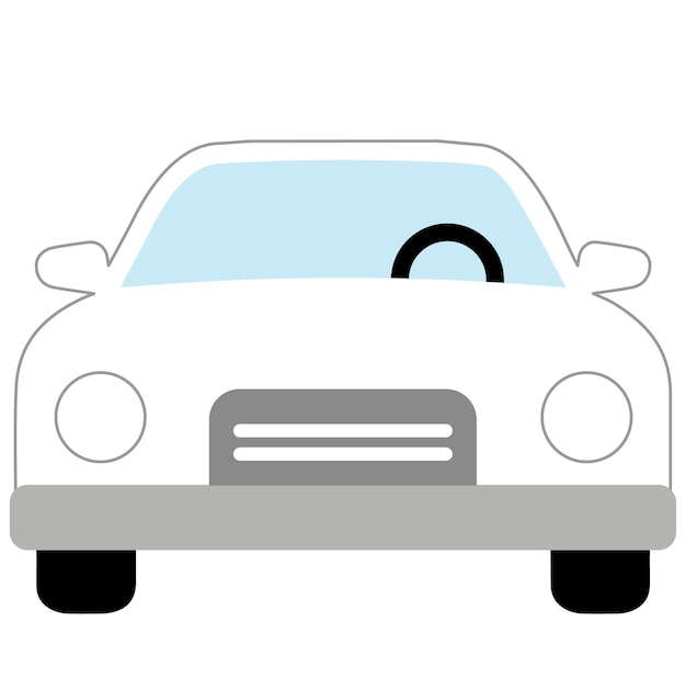 Vista delantera del automóvil blanco Ilustración del icono del vehículo