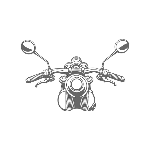 Vista delantera de una motocicleta clásica