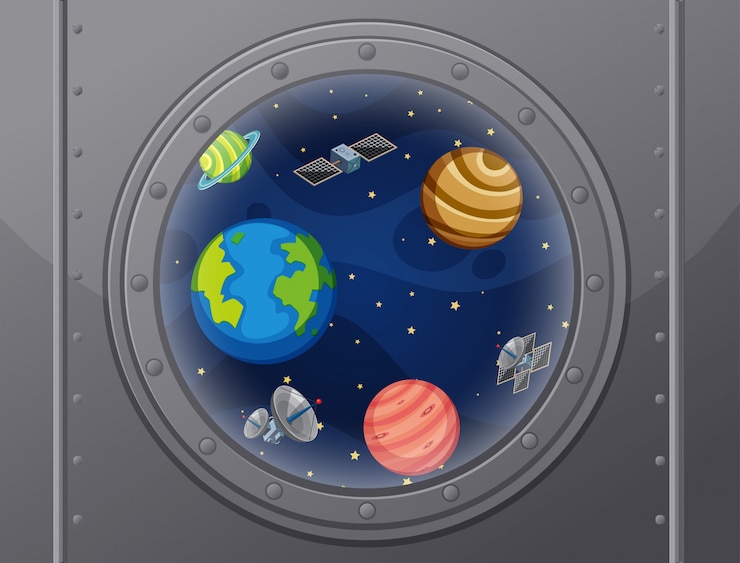 Vector vista del espacio desde el barco
