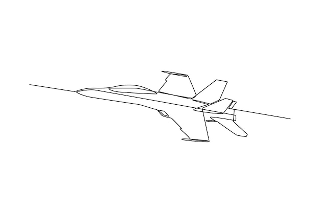 Vista frontal del avión de combate Icono del avión vector ilustración sólida pictograma aislado en blanco Concepto de minimalismo una línea dibujar diseño gráfico ilustración vectorial del avión