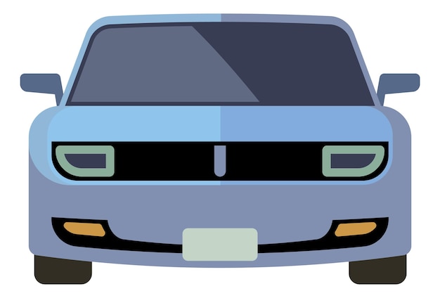 Vista frontal del coche. Logotipo de automóvil familiar. Icono de transporte aislado sobre fondo blanco.