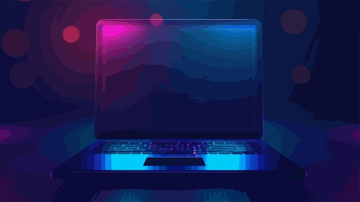 Vector vista frontal de computadora portátil profesional con conversación de diálogo de voz