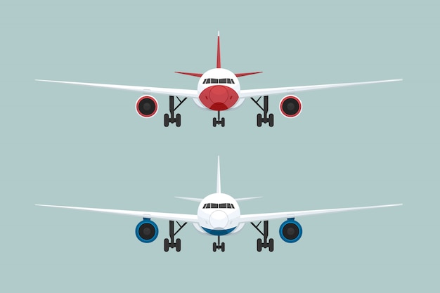 Vector vista frontal de dos aviones. ilustración vectorial