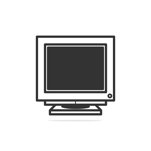 Vista frontal de un monitor de computadora de dibujos animados Ilustración vectorial aislada en un fondo claro