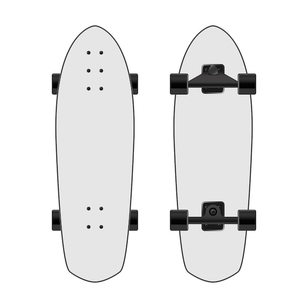 Vista frontal y posterior de patineta blanca