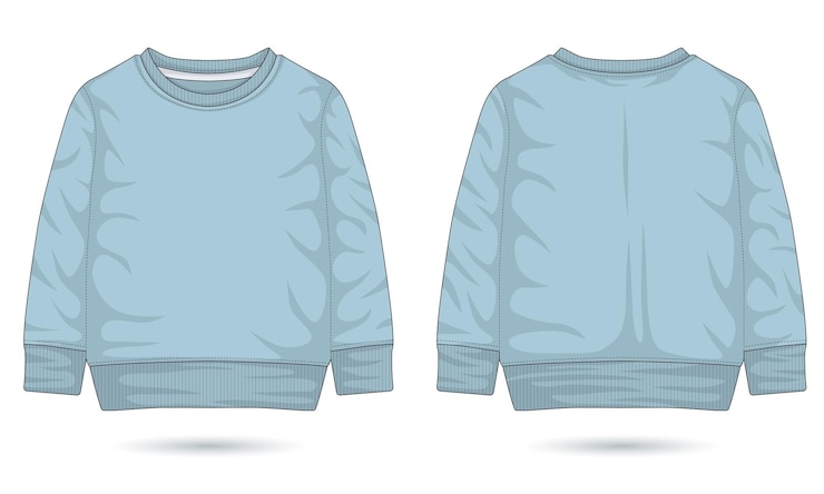 Vector vista frontal y posterior de la plantilla de sudadera para niños en blanco