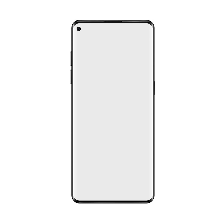 Vector vista frontal realista de smartphone con pantalla en blanco