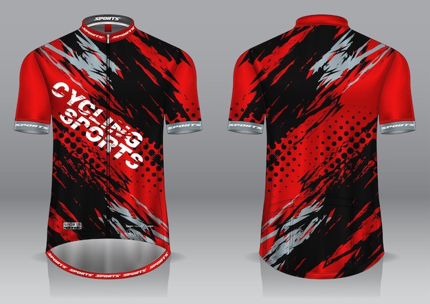 Vista frontal y trasera del uniforme de diseño de jersey de ciclismo de camiseta