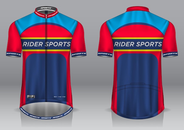 Vista frontal y trasera del uniforme de diseño de jersey de ciclismo de camiseta