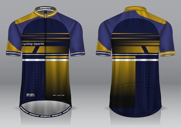 Vista frontal y trasera del uniforme de diseño de jersey de ciclismo de camiseta