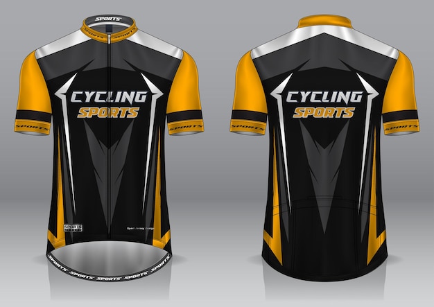 Vista frontal y trasera del uniforme de diseño de jersey de ciclismo de camiseta