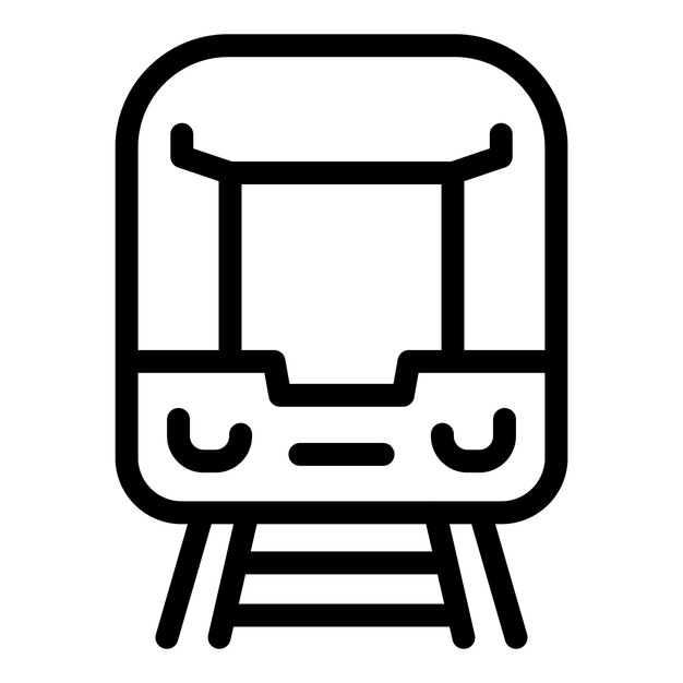 Vista frontal del tren que llega al icono de la plataforma de la estación