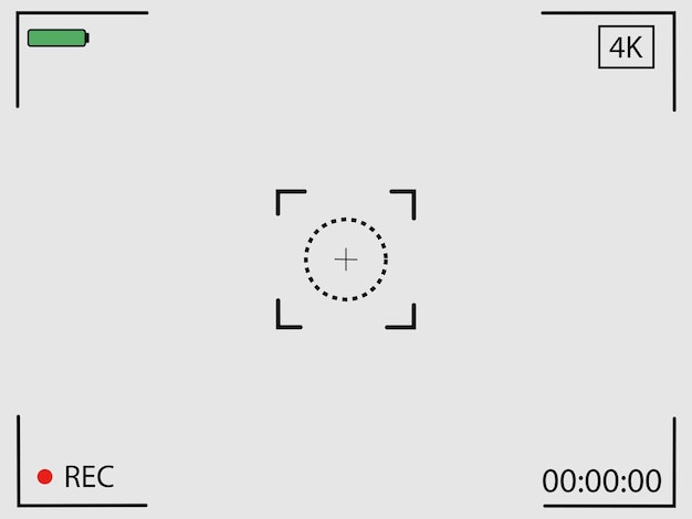 Vista de grabación, vista de cámara. pantalla del visor del marco de la cámara de la grabadora de video, pantalla de grabación de video