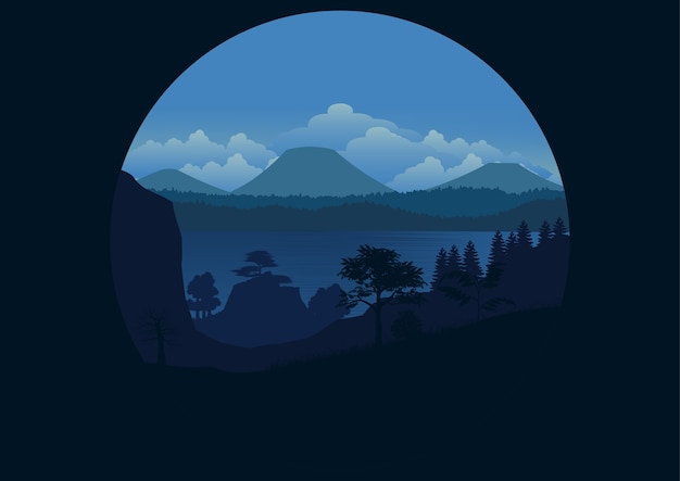 Vector vista de ilustración de paisaje