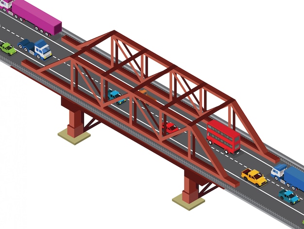 Vector vista isométrica del pequeño puente