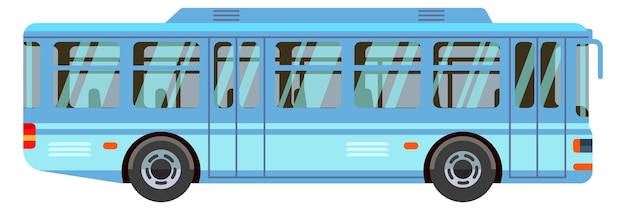 Vector vista lateral del autobús azul transporte urbano de pasajeros