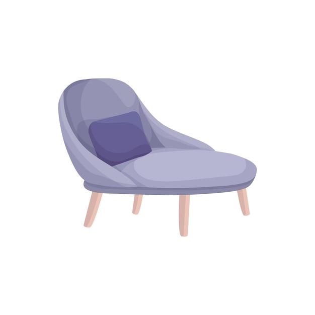 Vista lateral del sofá azul en estilo de dibujos animados Pequeño sofá Muebles para interior Aislado sobre un fondo blanco
