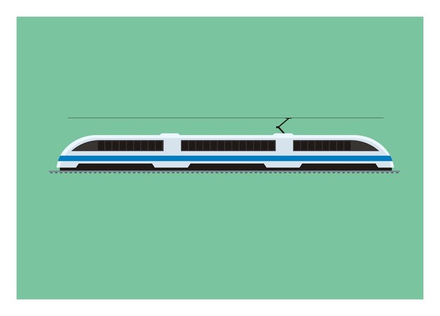 Vector vista lateral del tren rápido ilustración plana sencilla