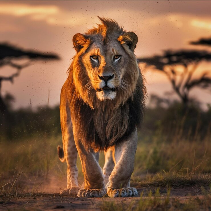 Vista del león salvaje en la naturaleza