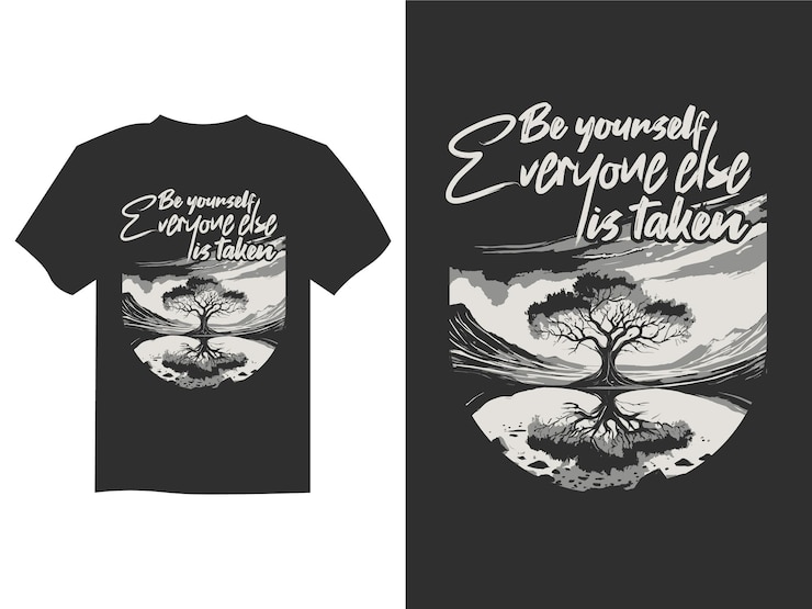 Vista natural con diseño tipográfico en camiseta