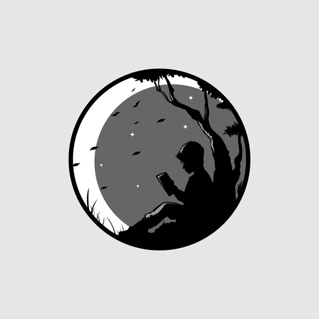 vista nocturna e ilustración de la luz de la luna
