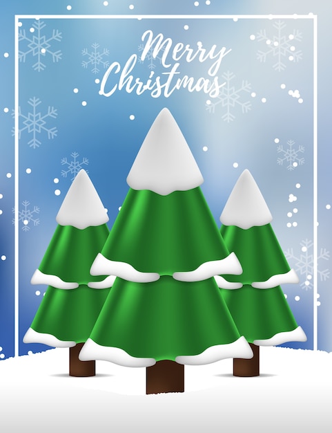 Vista del paisaje del árbol de navidad de pino abeto para feliz navidad y próspero año nuevo