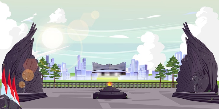 Vector vista del paisaje de la capital de indonesia