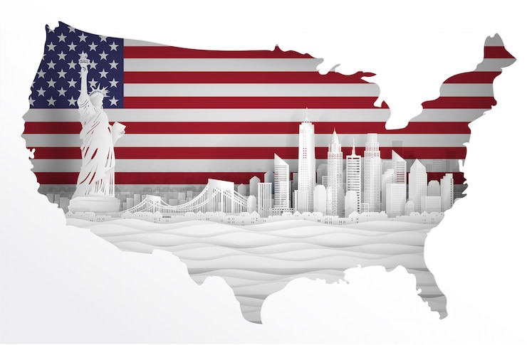 Vector vista panorámica del horizonte de la ciudad de nueva york, estados unidos de américa