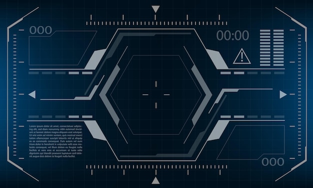 Vista de pantalla de interfaz de HUD scifi diseño azul realidad virtual vector de visualización de tecnología futurista