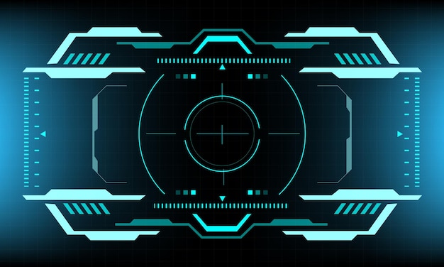 Vista de pantalla de interfaz de HUD scifi diseño azul realidad virtual vector de visualización de tecnología futurista