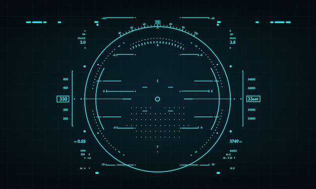 Vista de pantalla de interfaz de HUD scifi diseño azul realidad virtual vector de visualización de tecnología futurista