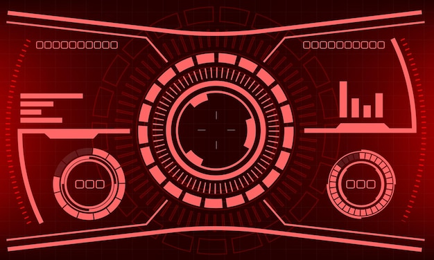 Vista de pantalla de interfaz de HUD scifi diseño rojo realidad virtual tecnología futurista vector de visualización