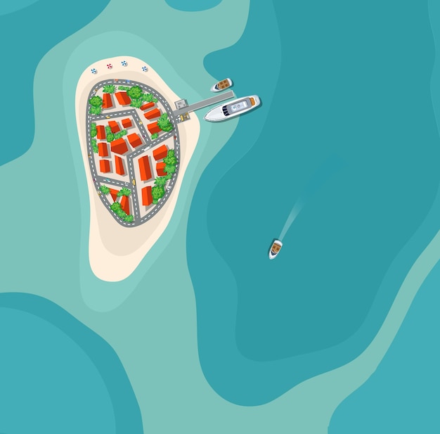 Vista del paraíso de la isla desde arriba Sprite de la isla de vista superior