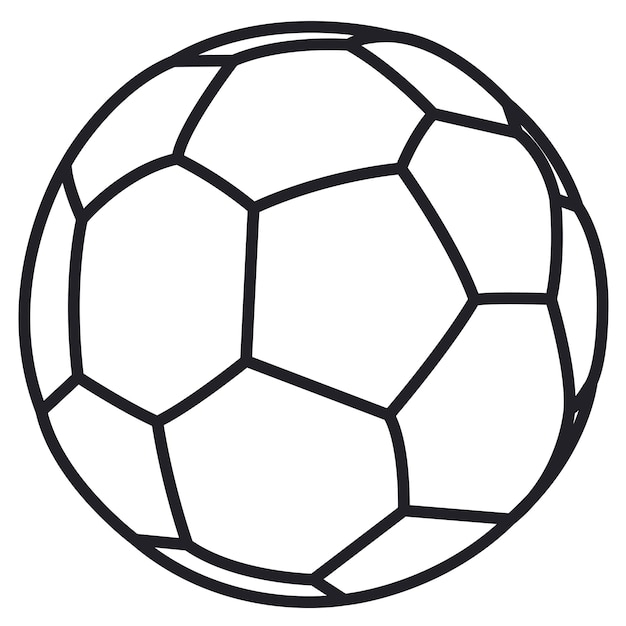 Vista de una pelota de fútbol incolora con contornos audaces listos para colorearla