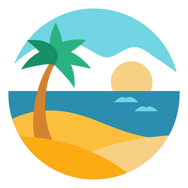 vista de playa plana dibujado a mano clipart arte vectorial e ilustración