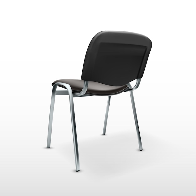 Vector vista posterior de la silla de oficina moderna de tela negra modelo 3d