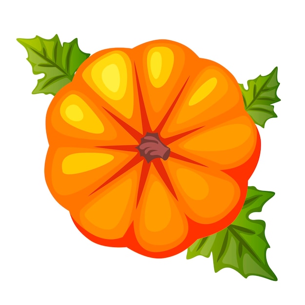 Vista superior de calabaza naranja de dibujos animados símbolo feliz día de acción de gracias