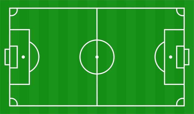 Vista superior del campo de estrategia de fútbol sobre fondo verde