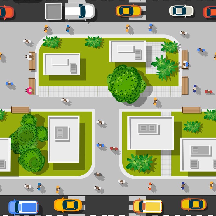Vector vista superior de la ciudad perfecta