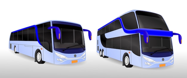 vista superior frontal del autobús de viaje realista con gradientes de colores simples. autobús de pasajeros de ilustración