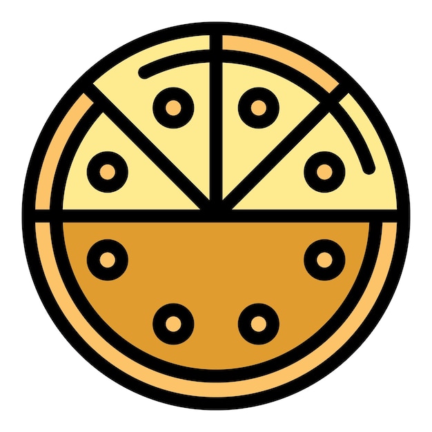 Vista superior icono de tarta de queso vector de contorno Pastel de crema Color de azúcar de chocolate plano