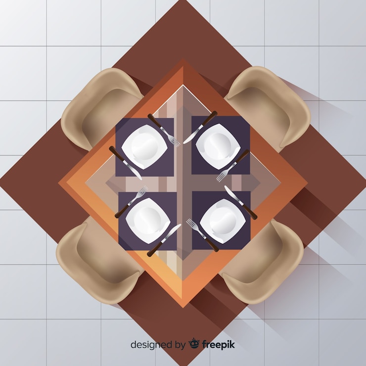 Vector vista superior de una mesa de restaurante vacía con un diseño realista