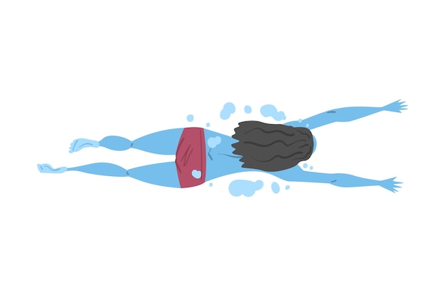 Vista superior de una mujer joven en la piscina una chica en traje de baño realizando actividades acuáticas natación acuática