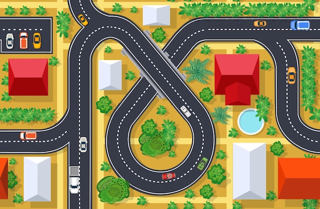 Vista superior de patrones sin fisuras desde arriba de la intersección